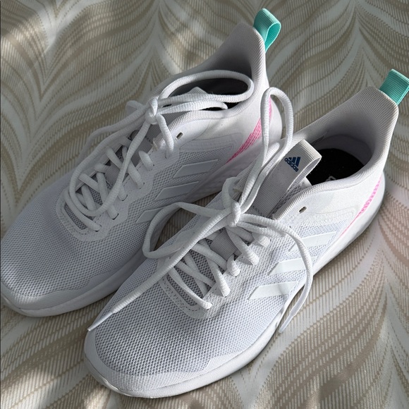 adidas Shoes - Adidas Women's White Sneakers with Pink Accents